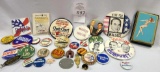 Political and other type buttons, nude cards