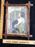 Tramp art type framed picture