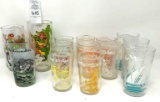 Flintstones and other decorated drinking glasses