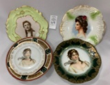 Hand painted plates and bowls with women portraits