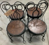 Four child's ice cream parlor chairs