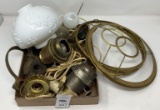 Electrified gas lamp parts and milk glass shade