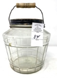 Antique clear counter jar with lid and handle