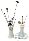 Antique hat pins and holders