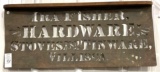 Ira Fisher Hardware Stoves and Tinware Villisca Ia stencil sign