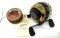 Gold and black push button fishing reel and airline nylon string
