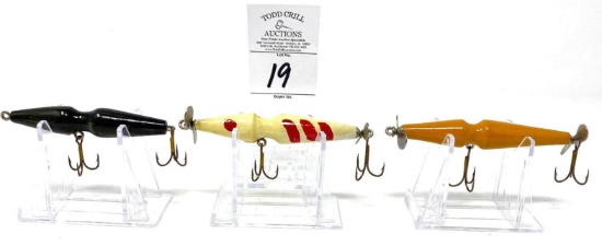 Three Vintage Wooden Fishing Lures
