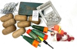 Wood Floats, Bobbers, Tackle Box and more
