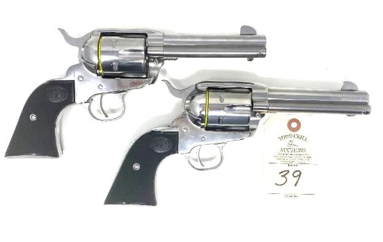 TWO - Ruger New Vaquero .45 Colt Revolvers - CONSECUTIVE SN'S - Stainless