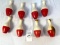 Vintage red and white plastic bowling pins