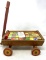 Vintage hay ride wagon and wooden blocks