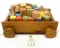 Vintage wooden wagon with wooden blocks