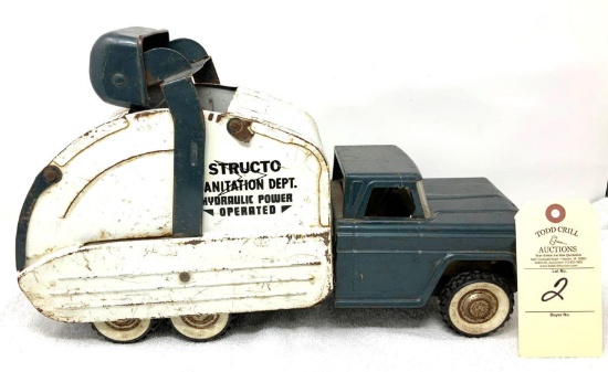 Vintage Structo sanitation pressed steel garbage toy truck