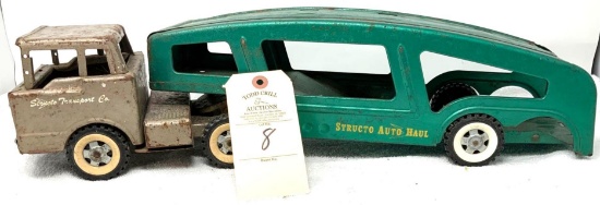 Vintage Structo Transport Co.- Auto Haul pressed steel truck and trailer