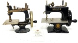 Two vintage child size singer handcrank metal sewing machine