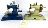 Two vintage Sew Master child size metal hand crank sewing machines