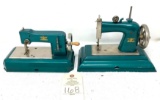 Two vintage Casige child?s size crank sewing machines