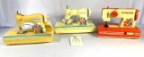 Two My Little Pony and one Singer chain stitch plastic child size handcrank sewing machines