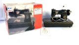 Vintage Singer child size hand crank sewing machine with box