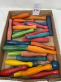 Vintage colored bowling pins and balls