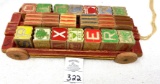 Antique wagon and wooden blocks