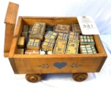 Vintage wagon and wooden blocks