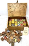 Vintage wooden box with wooden blocks