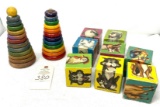 Antique picture blocks and wooden toys