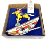 Vintage Roy Rogers and trigger wind up tin toy NIB
