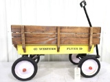 Vintage Western Flyer Yellow Wagon w/Wood Sides