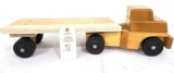 Large Hardwood Toy Semi Tractor and Flatbed Trailer