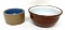 Vintage brown crock bowl and small crock