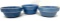 Three antique blue crock bowls