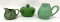 Vintage green Niloak creamer, 1/4 c pitcher, and green ceramic pot