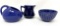 Vintage blue creamer, sugar and bowl