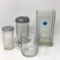 Vintage kitchen clear glass items - sugar, salt, measuring cup