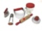 Antique red handled kitchen items