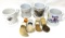 Four vintage shaving mugs and brushes