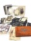 Antique photographs some on tin and photo album from 1895 (empty)