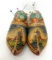 Two vintage wooden Belgium shoe pincushions