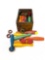 Primitive wooden crayon box and wooden toys