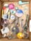 Vintage advertising pins, pipe, glass rings and more
