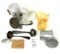 Small vintage coffee pot, funnels, collapsible cups, laddles and more