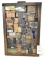 Primitive wooden picture frame with metal stamp/type plates