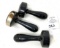 Three vintage black sock darners, one with metal ring