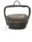 Antique black woven basket with handle