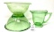 Vintage green depression mixing bowls and measuring cup