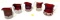 Five antique red glass souvenir creamers
