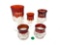 Antique red souvenir glass goblets and toothpick holders