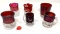Antique red souvenir glass toothpick holders